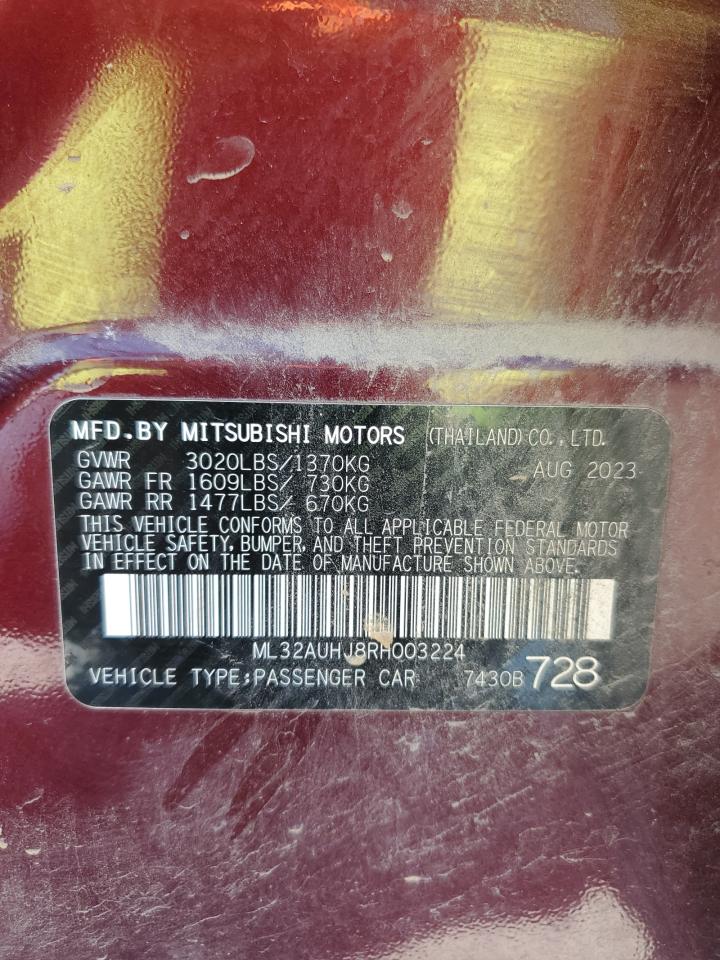 2024 Mitsubishi Mirage Es VIN: ML32AUHJ8RH003224 Lot: 69633015