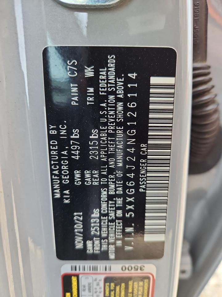 2022 Kia K5 Gt Line VIN: 5XXG64J24NG126114 Lot: 70062435