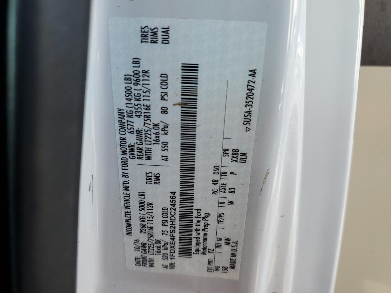 2017 Ford Econoline - Rv VIN: 1FDXE4FS2HDC24564 Lot: 71209245