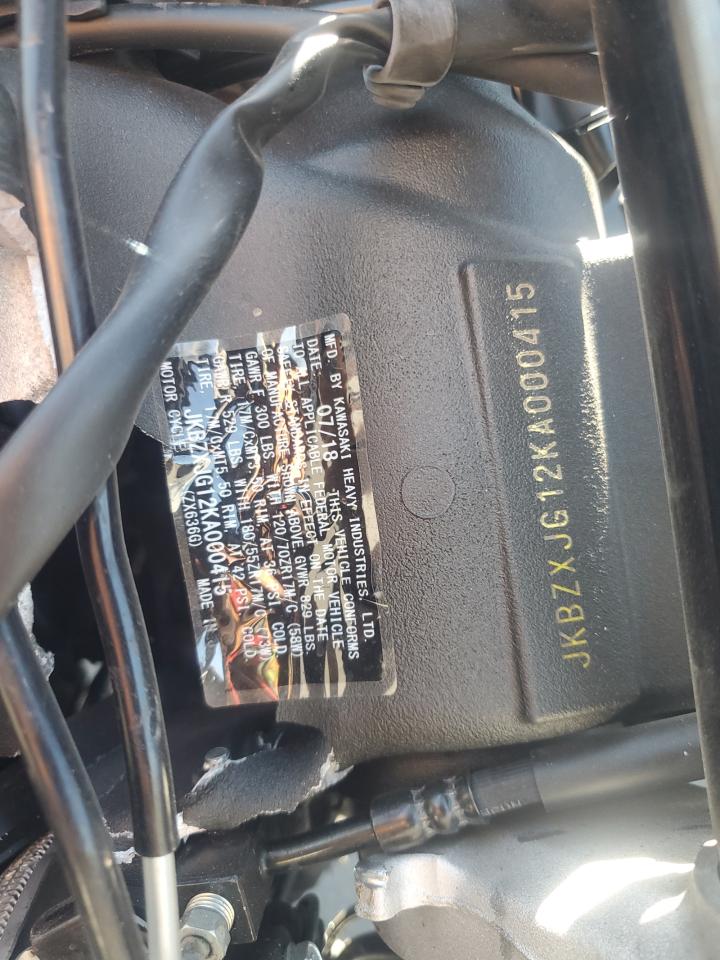 2019 Kawasaki Zx636 K VIN: JKBZXJG12KA000415 Lot: 70520885