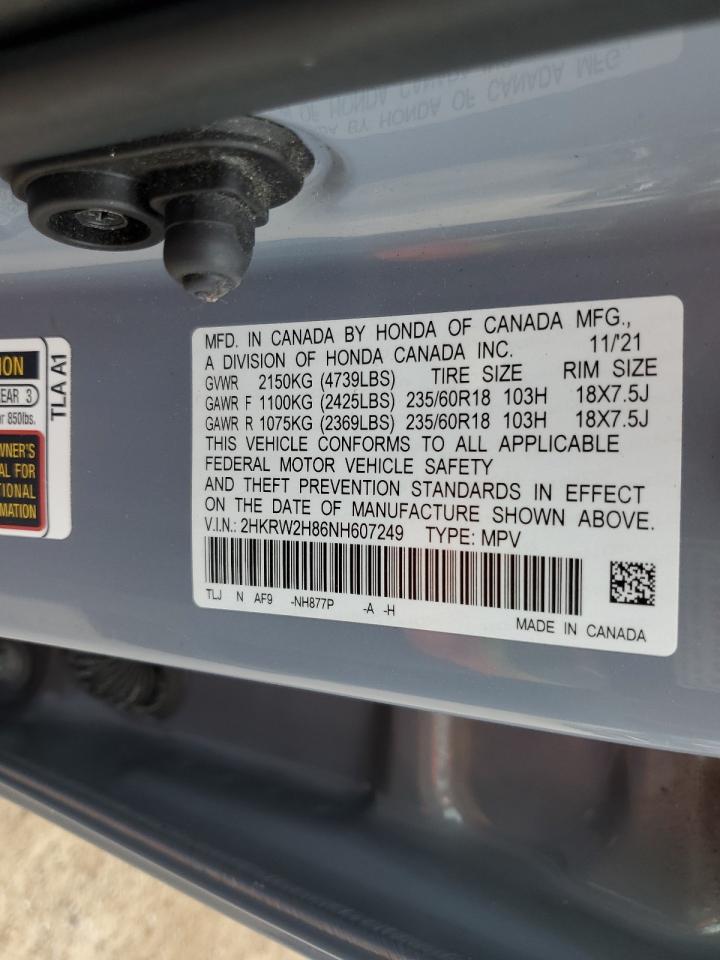 2022 Honda Cr-V Exl VIN: 2HKRW2H86NH607249 Lot: 68880675