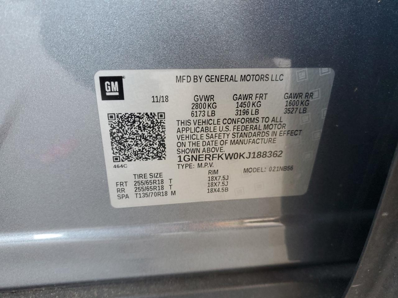 2019 Chevrolet Traverse Ls VIN: 1GNERFKW0KJ188362 Lot: 68000325