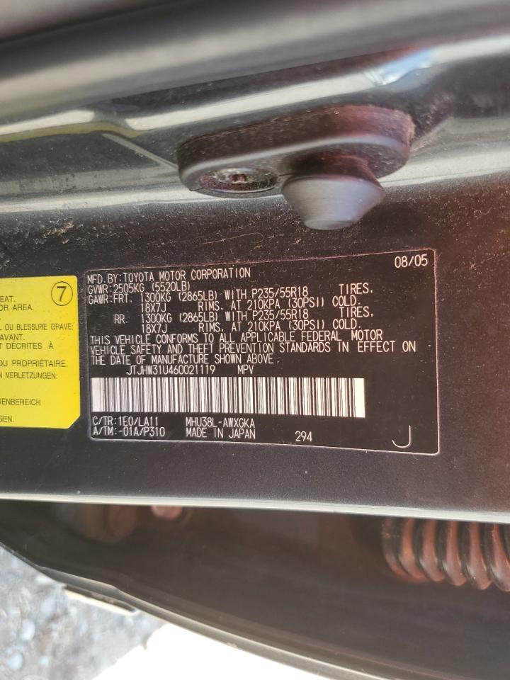 2006 Lexus Rx 400 VIN: JTJHW31U460021119 Lot: 68047165