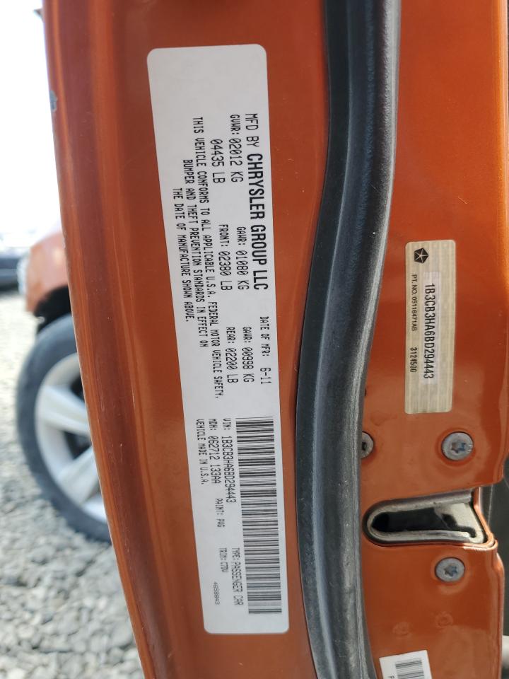 2011 Dodge Caliber Mainstreet VIN: 1B3CB3HA6BD294443 Lot: 70709025