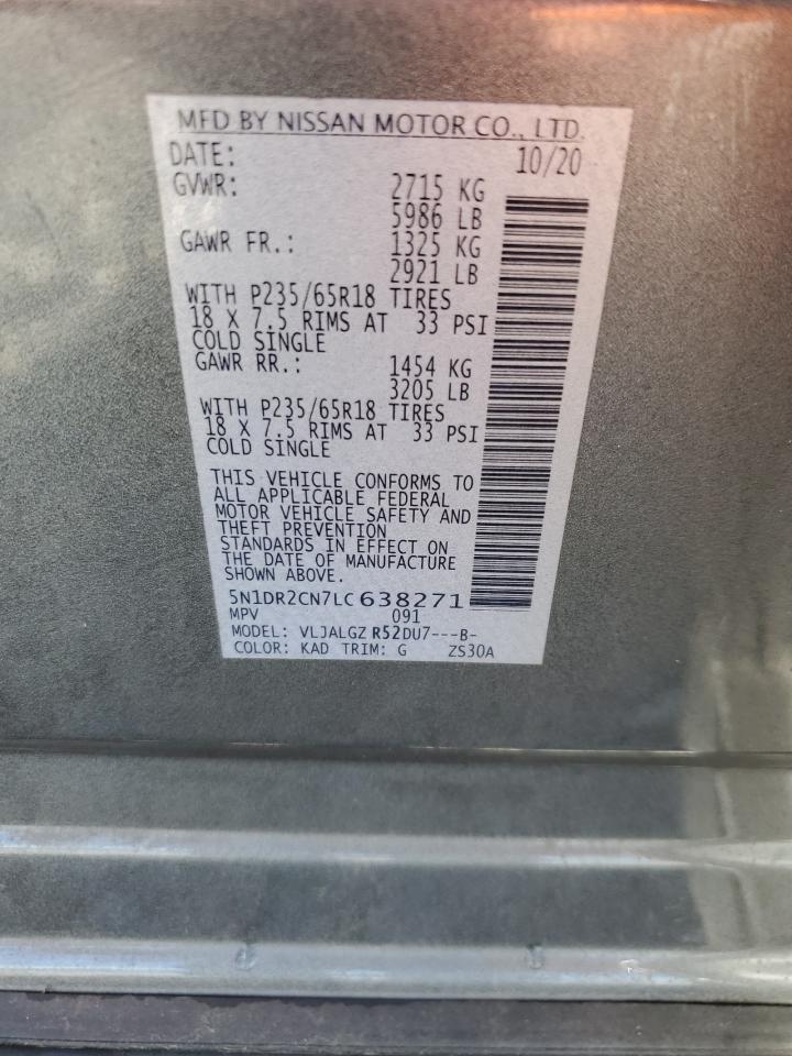 2020 Nissan Pathfinder Sl VIN: 5N1DR2CN7LC638271 Lot: 68748865