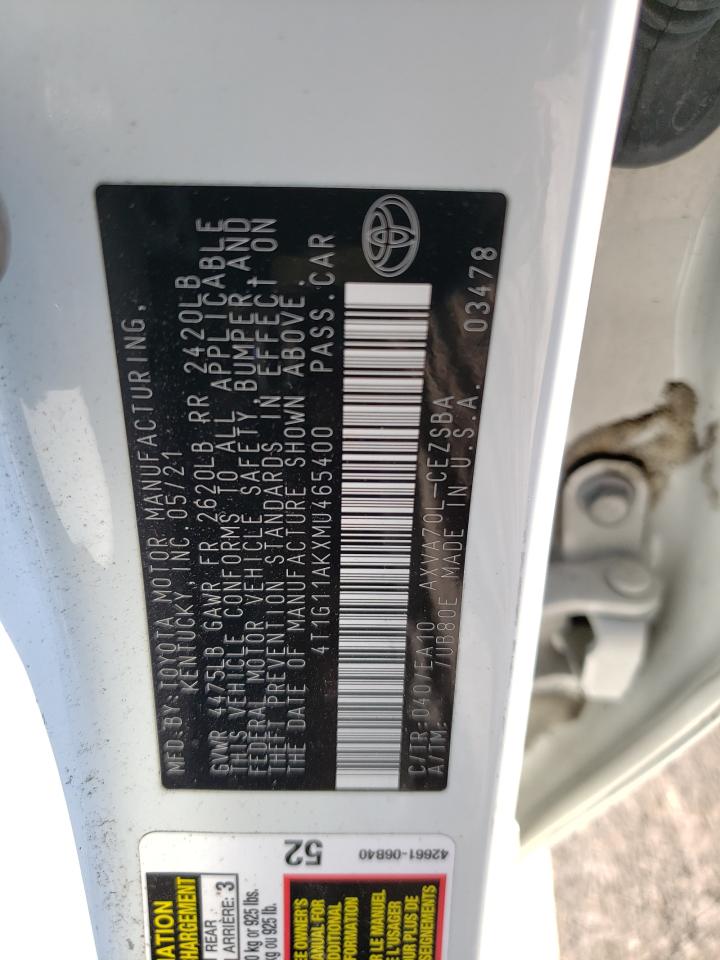 2021 Toyota Camry Se VIN: 4T1G11AKXMU465400 Lot: 68620915