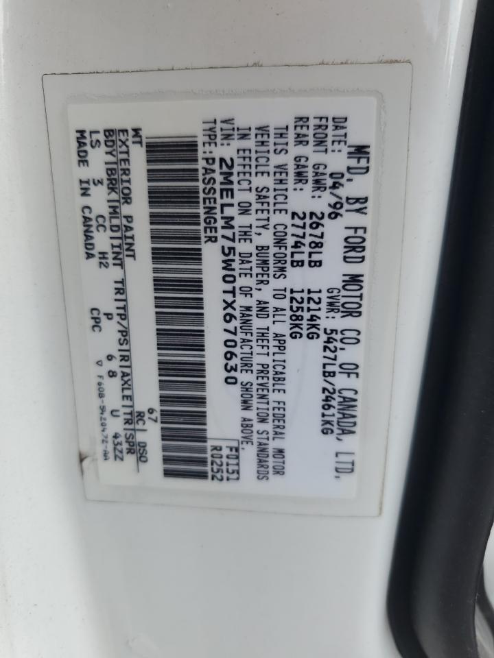 1996 Mercury Grand Marquis Ls VIN: 2MELM75W0TX670630 Lot: 69364255