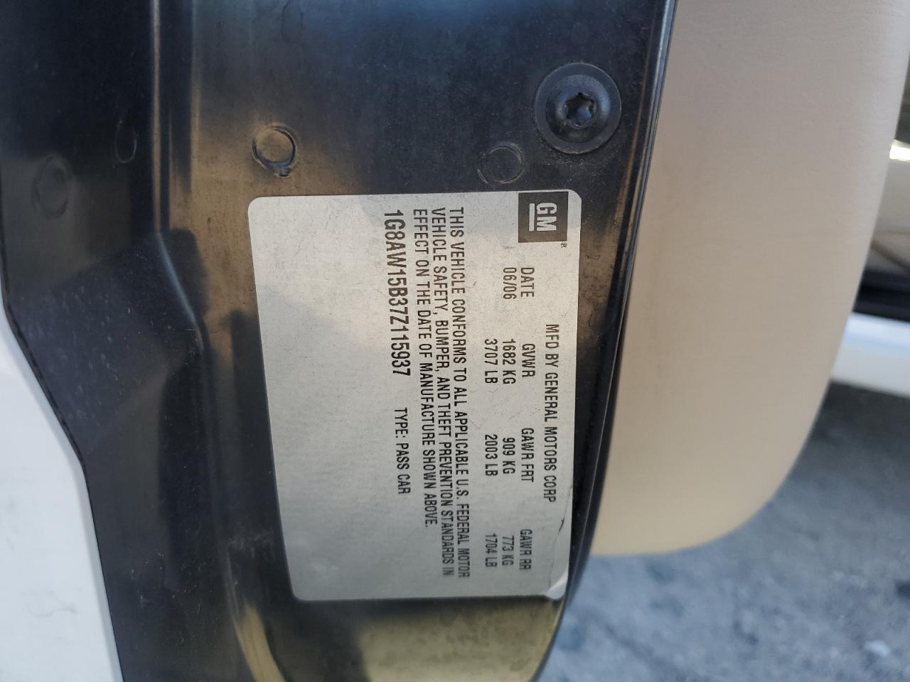 2007 Saturn Ion Level 3 VIN: 1G8AW15B37Z115937 Lot: 69513265