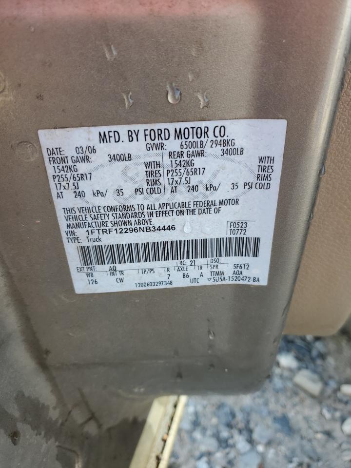 2006 Ford F150 VIN: 1FTRF12296NB34446 Lot: 70303405