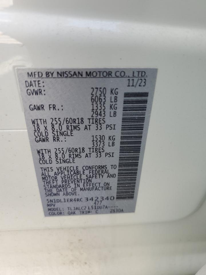 2024 Infiniti Qx60 Pure VIN: 5N1DL1ER4RC342340 Lot: 68526725