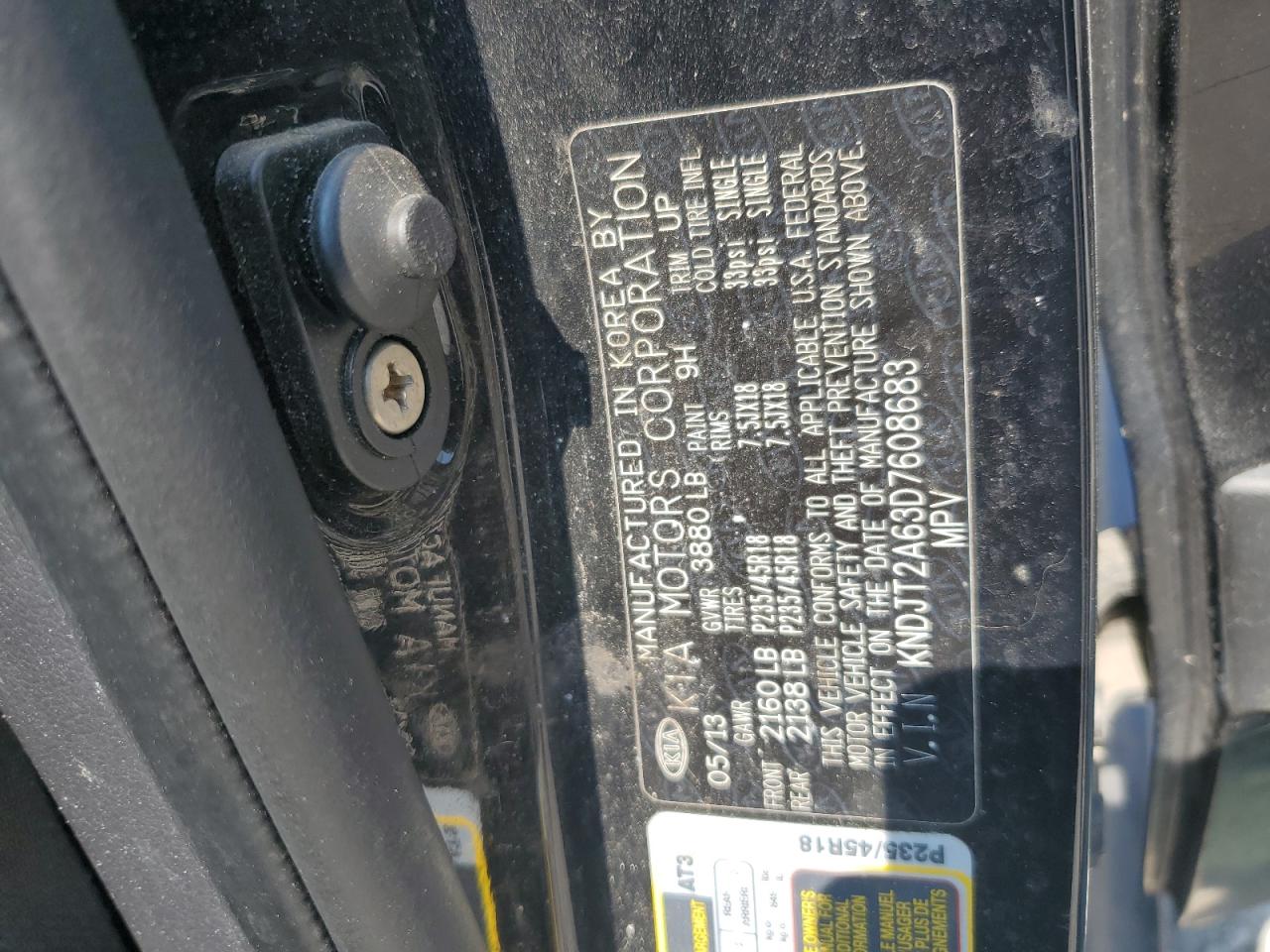 2013 Kia Soul + VIN: KNDJT2A63D7608683 Lot: 68938255