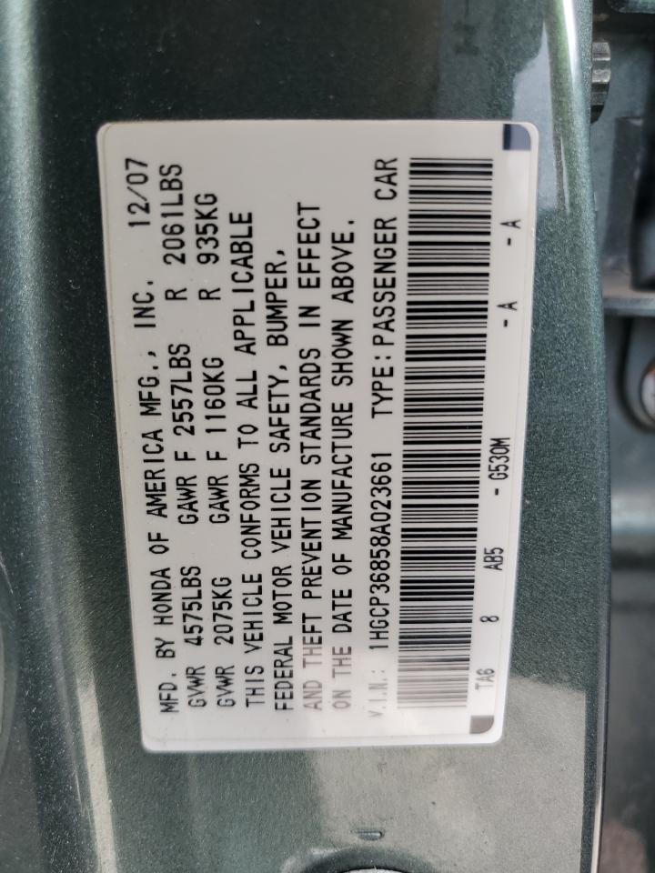 2008 Honda Accord Exl VIN: 1HGCP36858A023661 Lot: 68944525