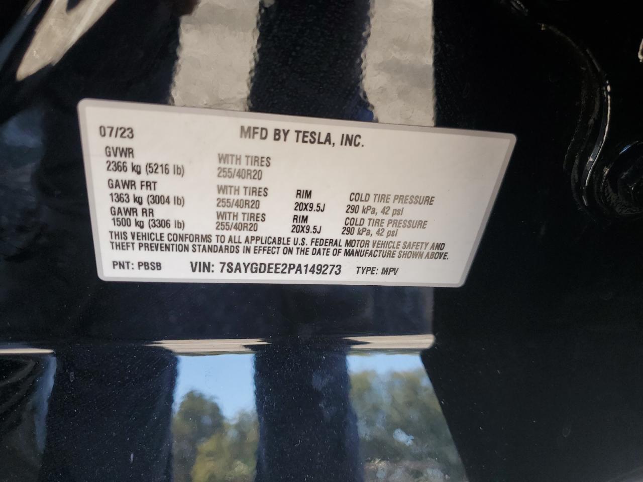 2023 Tesla Model Y VIN: 7SAYGDEE2PA149273 Lot: 69108205