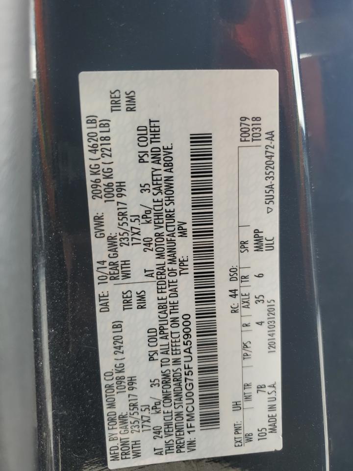 2015 Ford Escape Se VIN: 1FMCU0G75FUA59000 Lot: 70021925