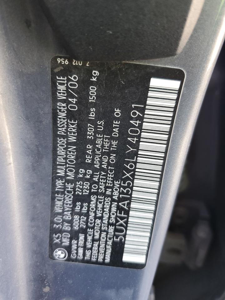 2006 BMW X5 3.0I VIN: 5UXFA135X6LY40491 Lot: 69854805