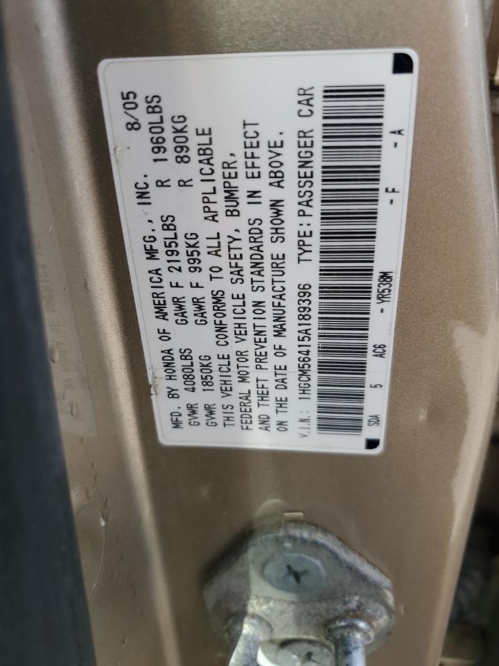 2005 Honda Accord Lx VIN: 1HGCM56415A189396 Lot: 69778855