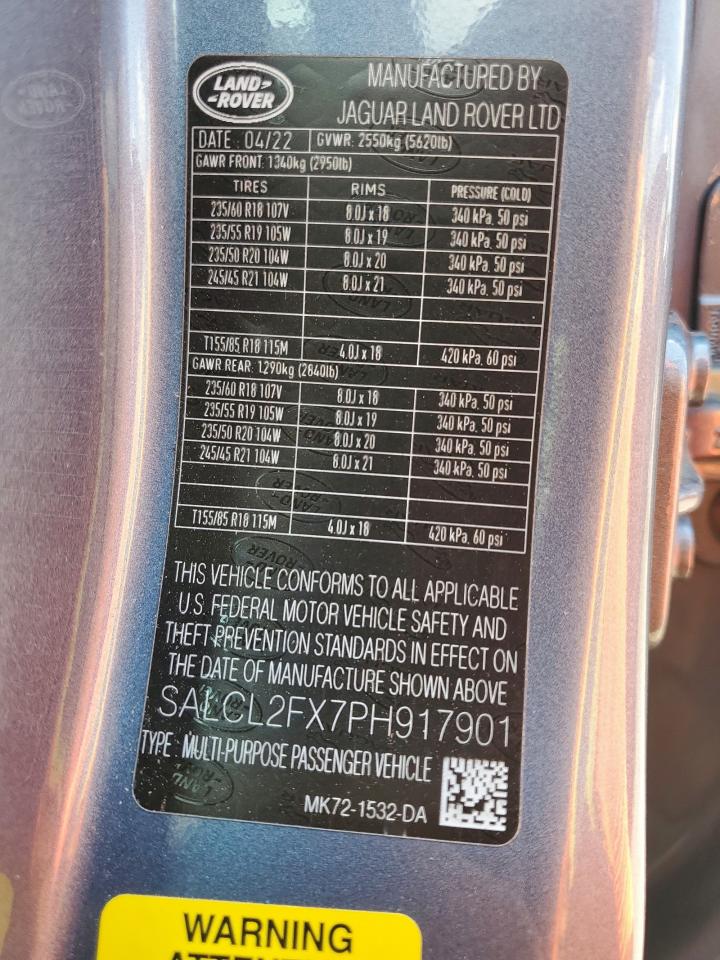2023 Land Rover Discovery Sport Se R-Dynamic VIN: SALCL2FX7PH917901 Lot: 89518045