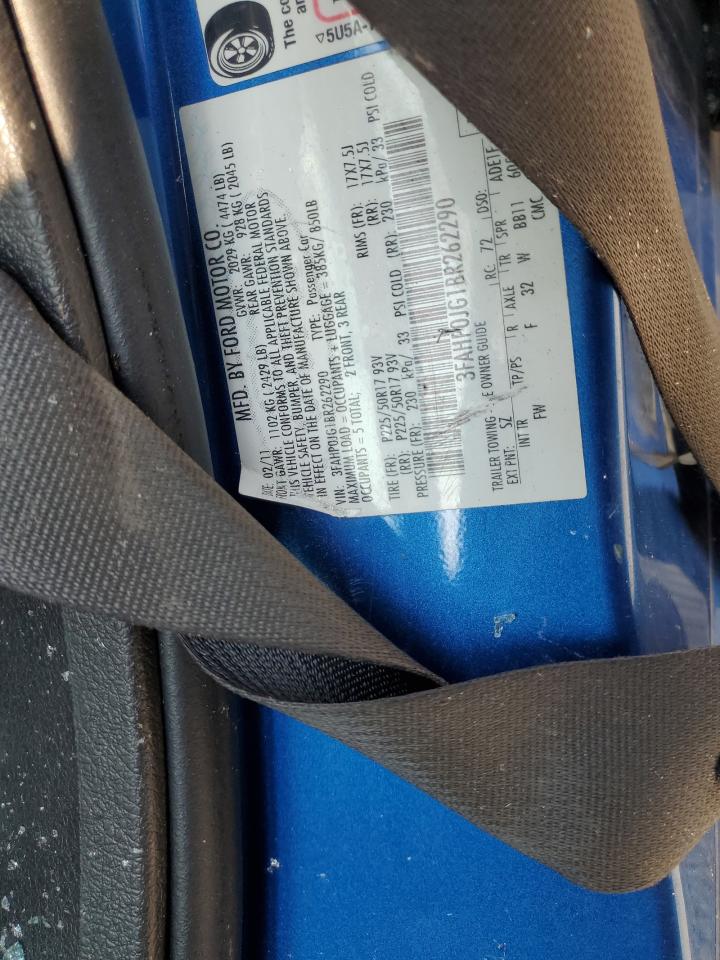 2011 Ford Fusion Sel VIN: 3FAHP0JG1BR262290 Lot: 66097725