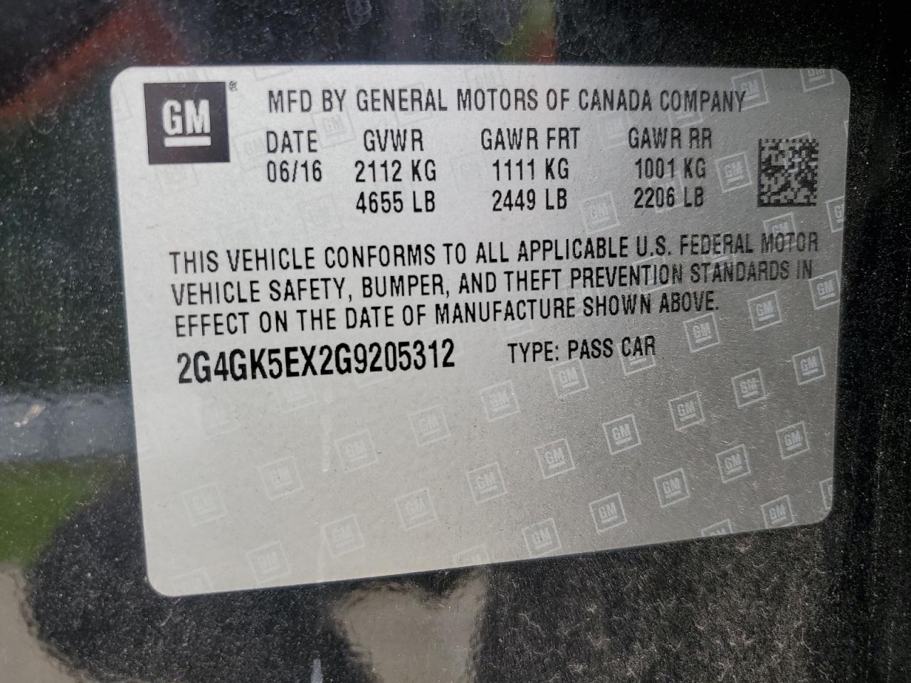 2016 Buick Regal VIN: 2G4GK5EX2G9205312 Lot: 70171835