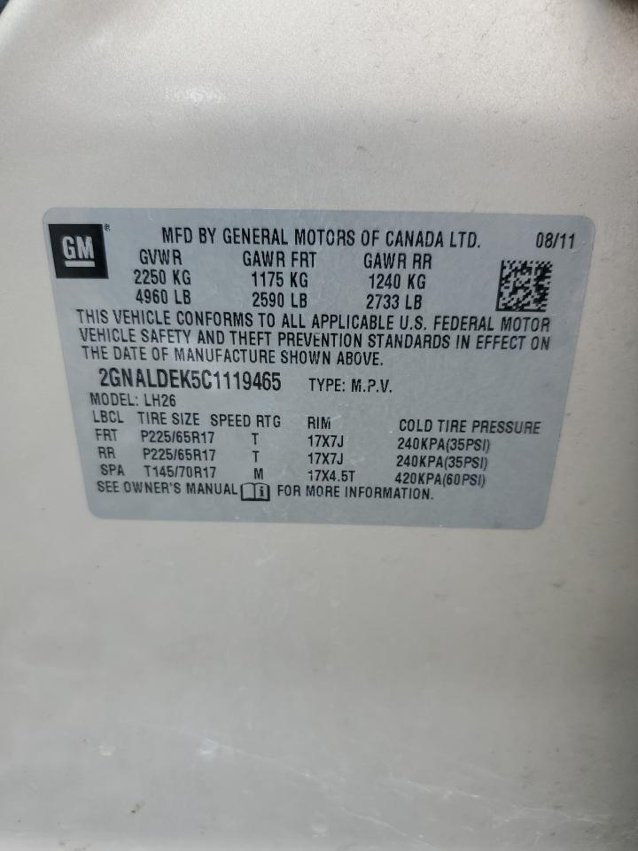 2GNALDEK5C1119465 CHEVROLET EQUINOX 2012 CREAM Photo 13