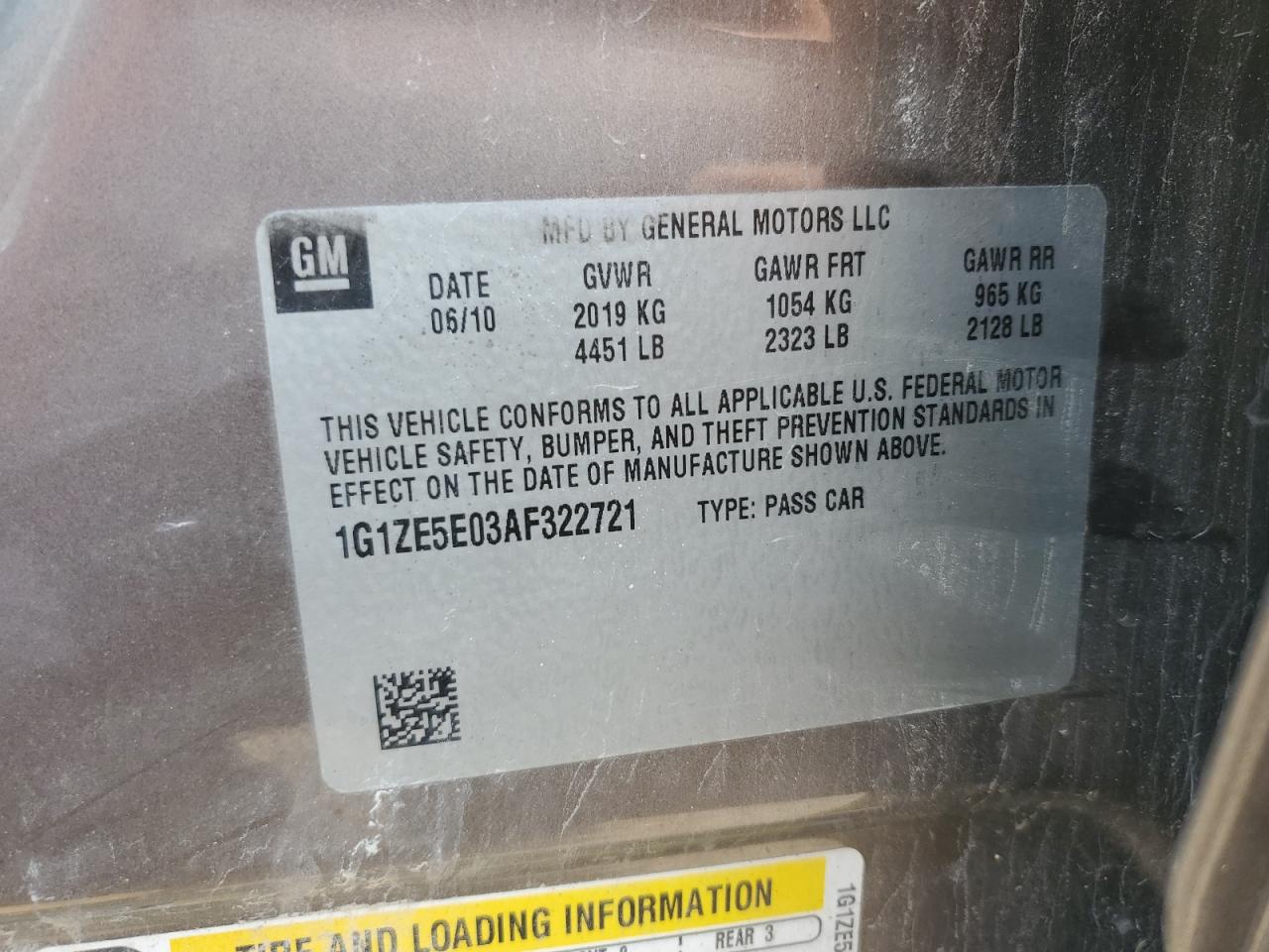 2010 Chevrolet Malibu Ltz VIN: 1G1ZE5E03AF322721 Lot: 66995715