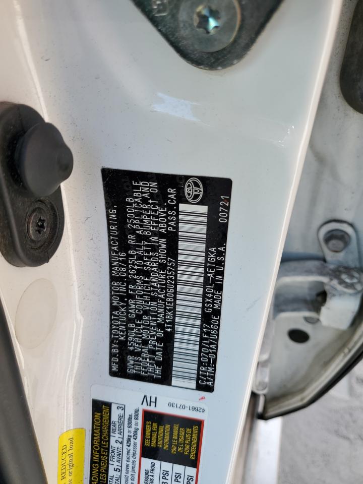 2016 Toyota Avalon Xle VIN: 4T1BK1EB0GU235757 Lot: 69370395