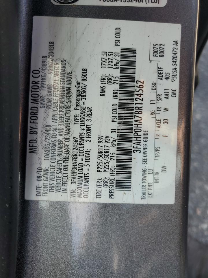 2011 Ford Fusion Se VIN: 3FAHP0HA7BR124562 Lot: 68397215