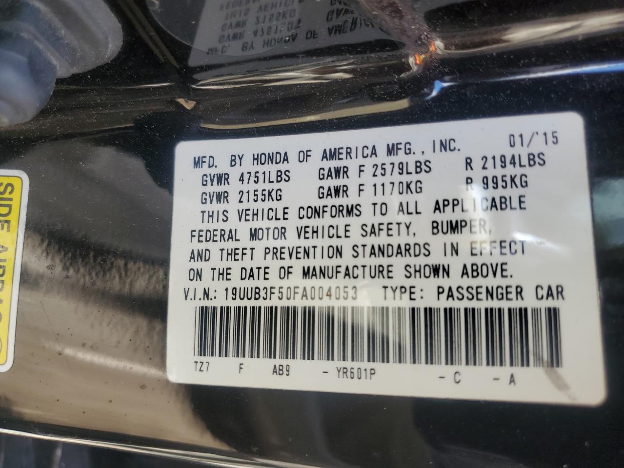 2015 Acura Tlx Tech VIN: 19UUB3F50FA004053 Lot: 68905075