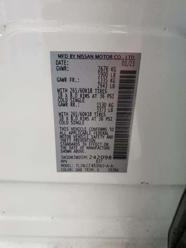 2023 Nissan Pathfinder Sv VIN: 5N1DR3BD5PC242098 Lot: 68596565