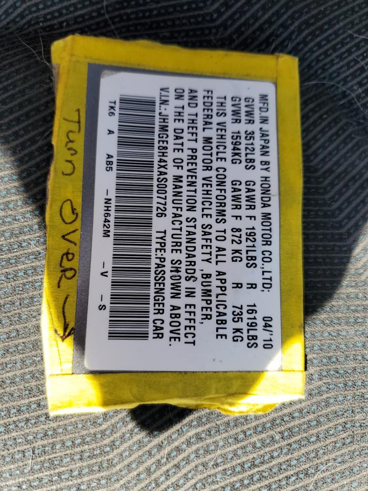 2010 Honda Fit Sport VIN: JHMGE8H4XAS007726 Lot: 68953615