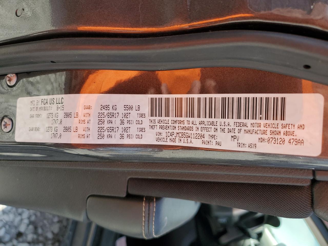 2016 Jeep Cherokee Latitude VIN: 1C4PJMCB5GW112204 Lot: 69771505