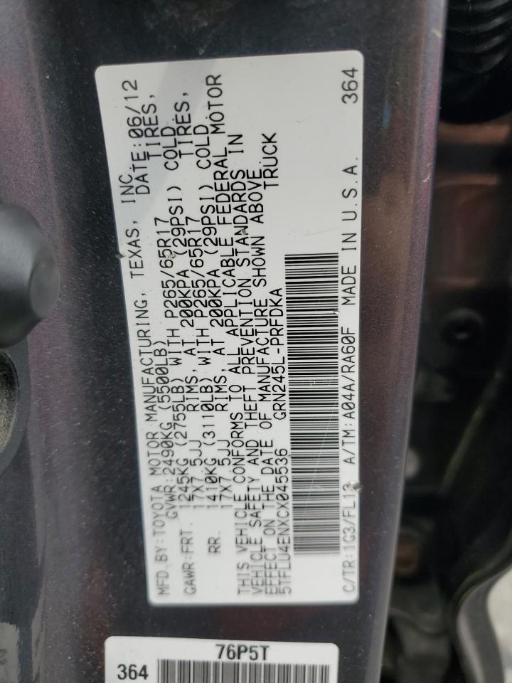 2012 Toyota Tacoma Double Cab VIN: 5TFLU4ENXCX045536 Lot: 67223165