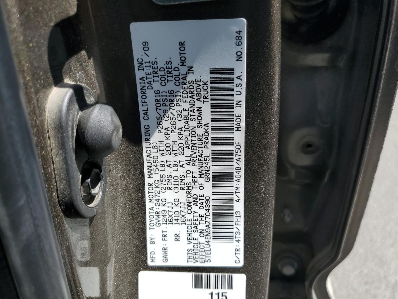2010 Toyota Tacoma Double Cab VIN: 5TELU4EN9AZ704390 Lot: 69607765