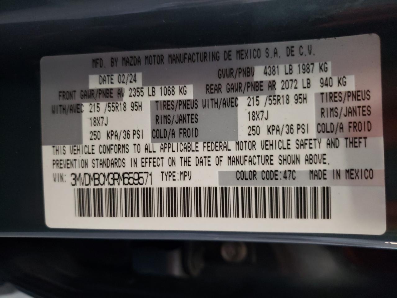 2024 Mazda Cx-30 Preferred VIN: 3MVDMBCM3RM659571 Lot: 70550475