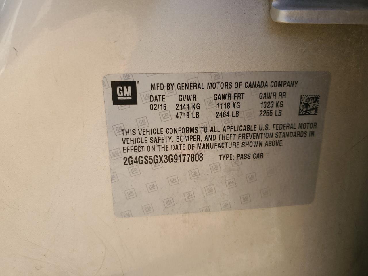 2016 Buick Regal Premium VIN: 2G4GS5GX3G9177808 Lot: 67917565