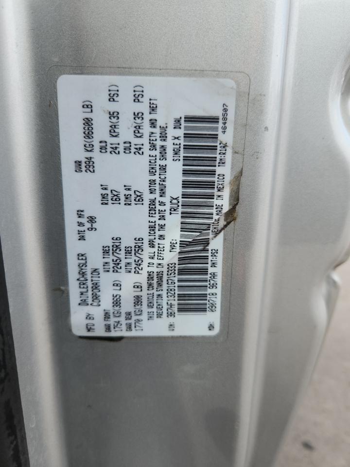 2001 Dodge Ram 1500 VIN: 3B7HF13Z81G715333 Lot: 70058645