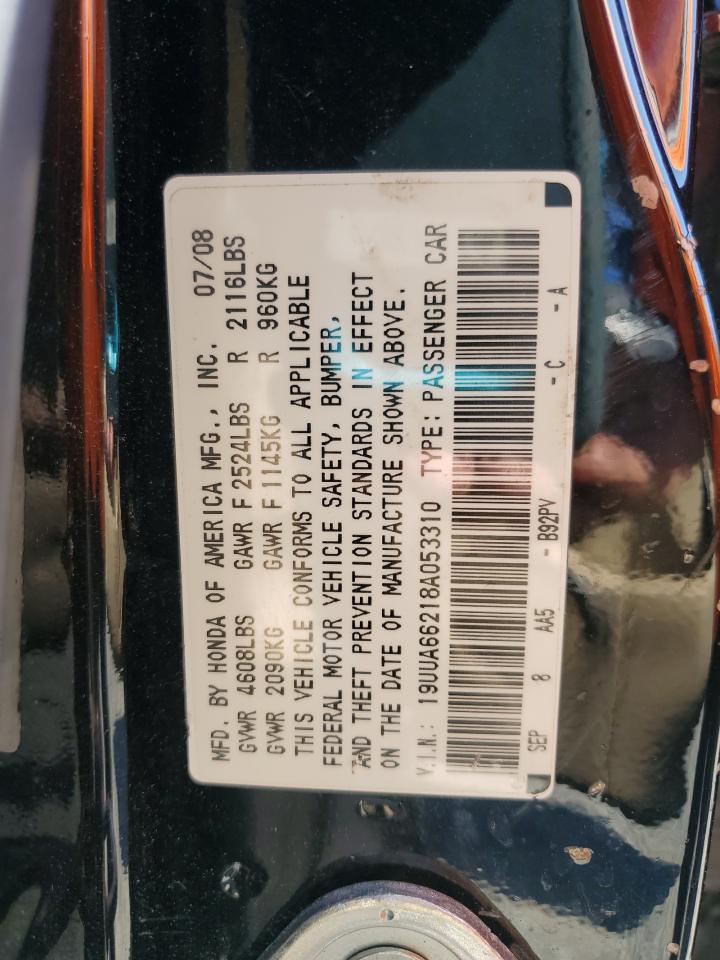 2008 Acura Tl VIN: 19UUA66218A053310 Lot: 70139165
