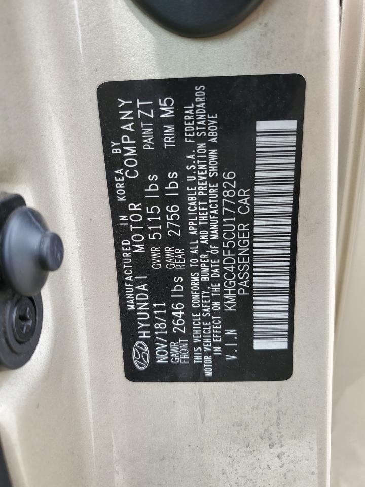 2012 Hyundai Genesis 4.6L VIN: KMHGC4DF5CU177826 Lot: 70682345