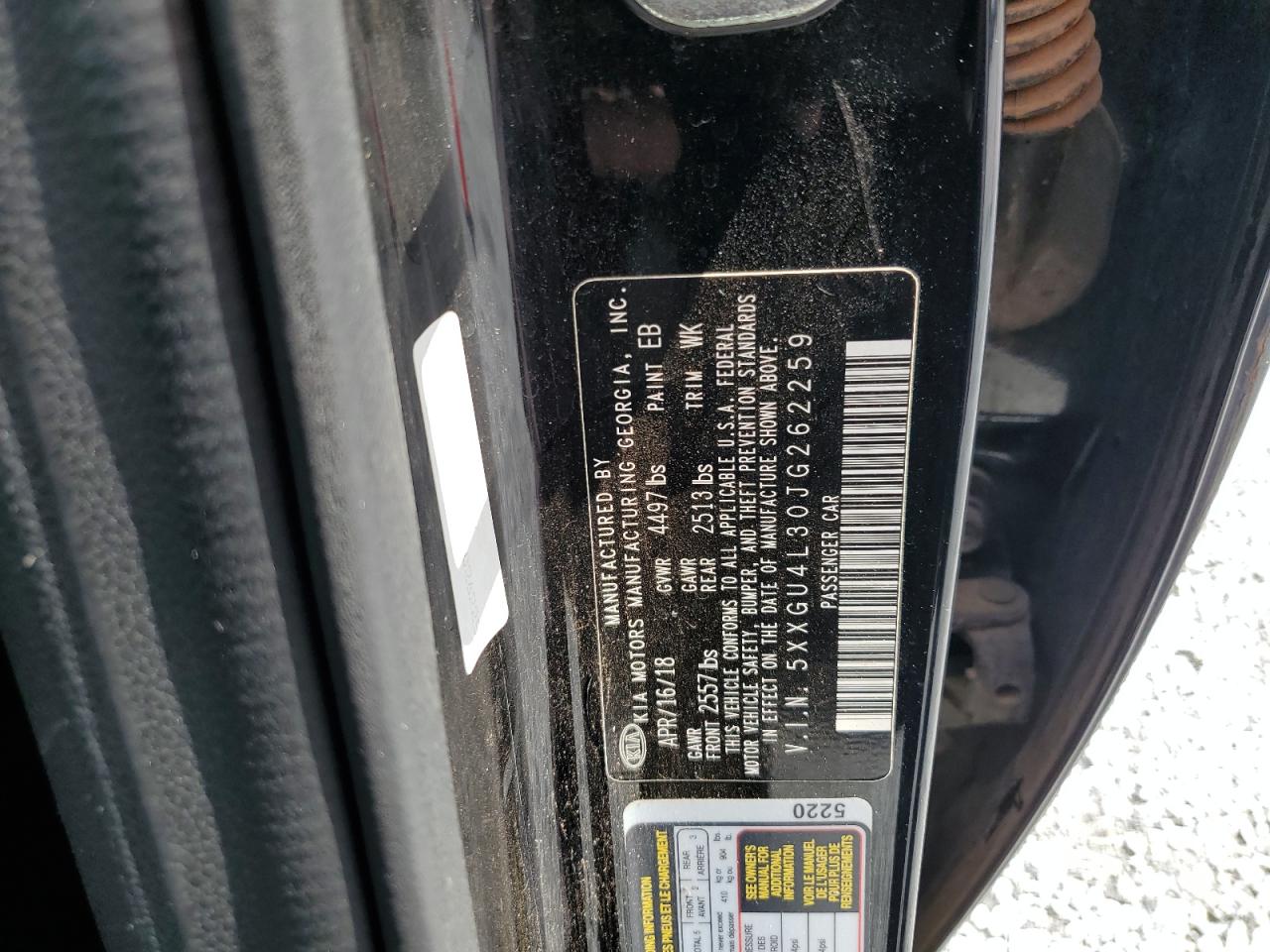 2018 Kia Optima Ex VIN: 5XXGU4L30JG262259 Lot: 68260355