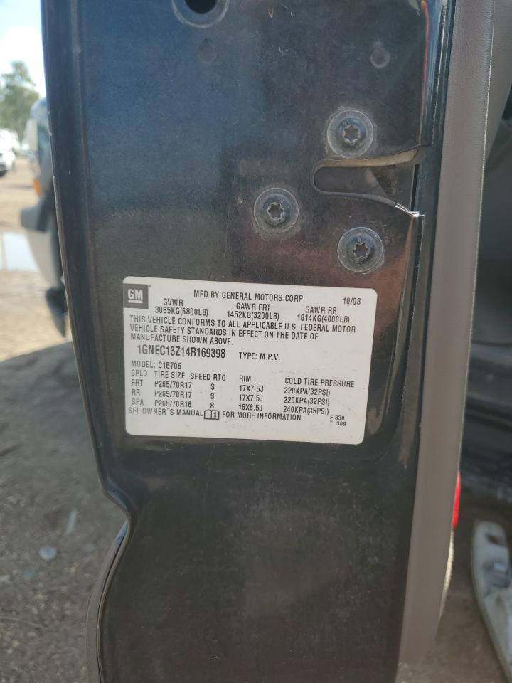 2004 Chevrolet Tahoe C1500 VIN: 1GNEC13Z14R169398 Lot: 68114635