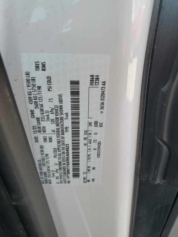 2024 Ford Transit T-350 VIN: 1FTBW1Y8XRKA04923 Lot: 66889655