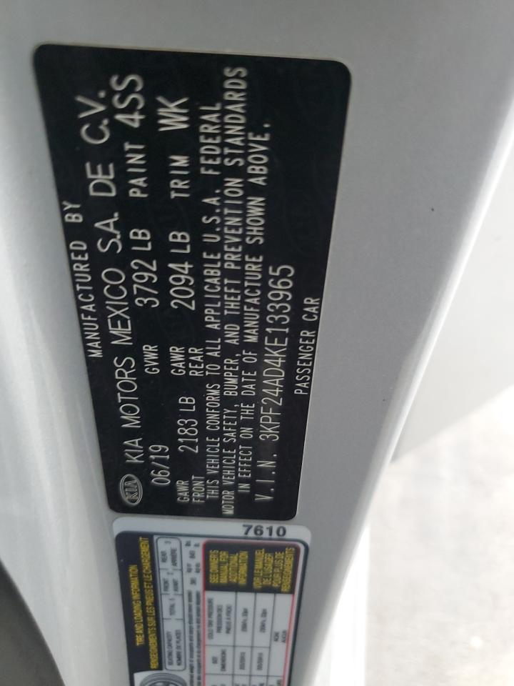 2019 Kia Forte Fe VIN: 3KPF24AD4KE133965 Lot: 67767965