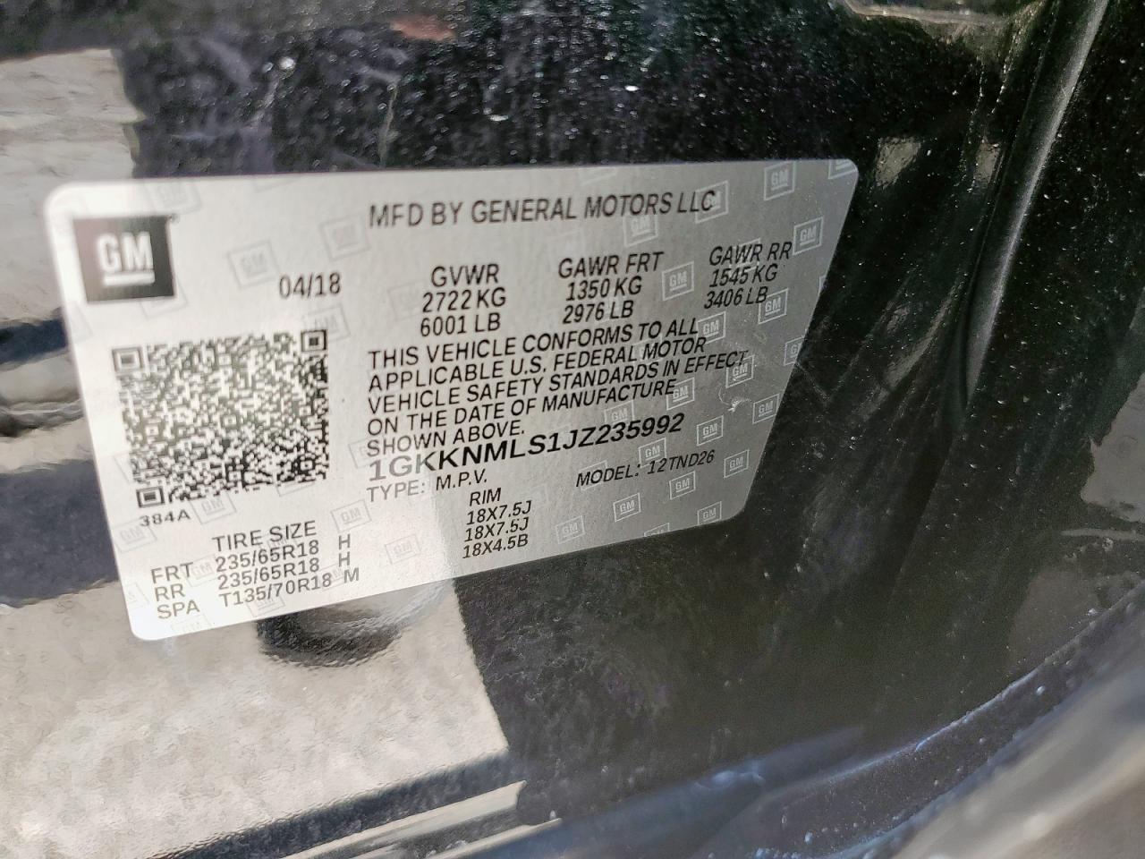 2018 GMC Acadia Slt-1 VIN: 1GKKNMLS1JZ235992 Lot: 68885965