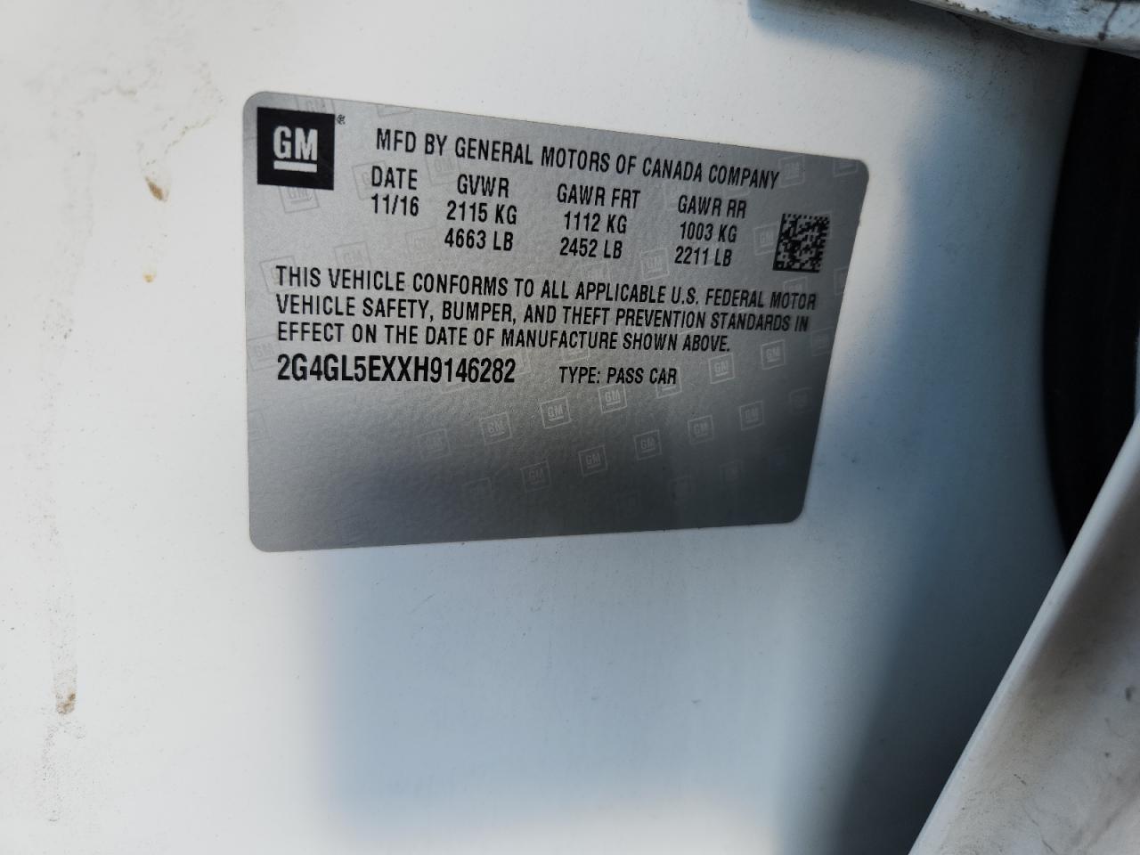 2017 Buick Regal Sport Touring VIN: 2G4GL5EXXH9146282 Lot: 68774175