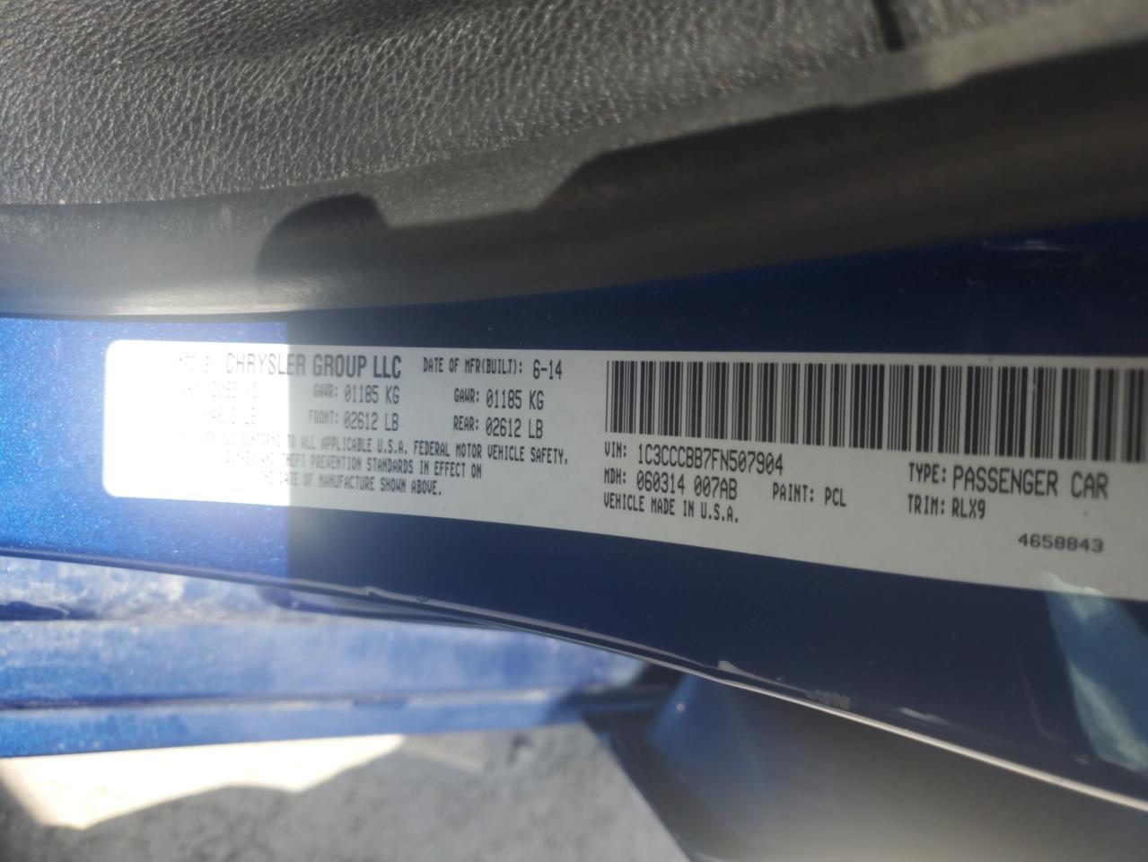 2015 Chrysler 200 S VIN: 1C3CCCBB7FN507904 Lot: 70205965