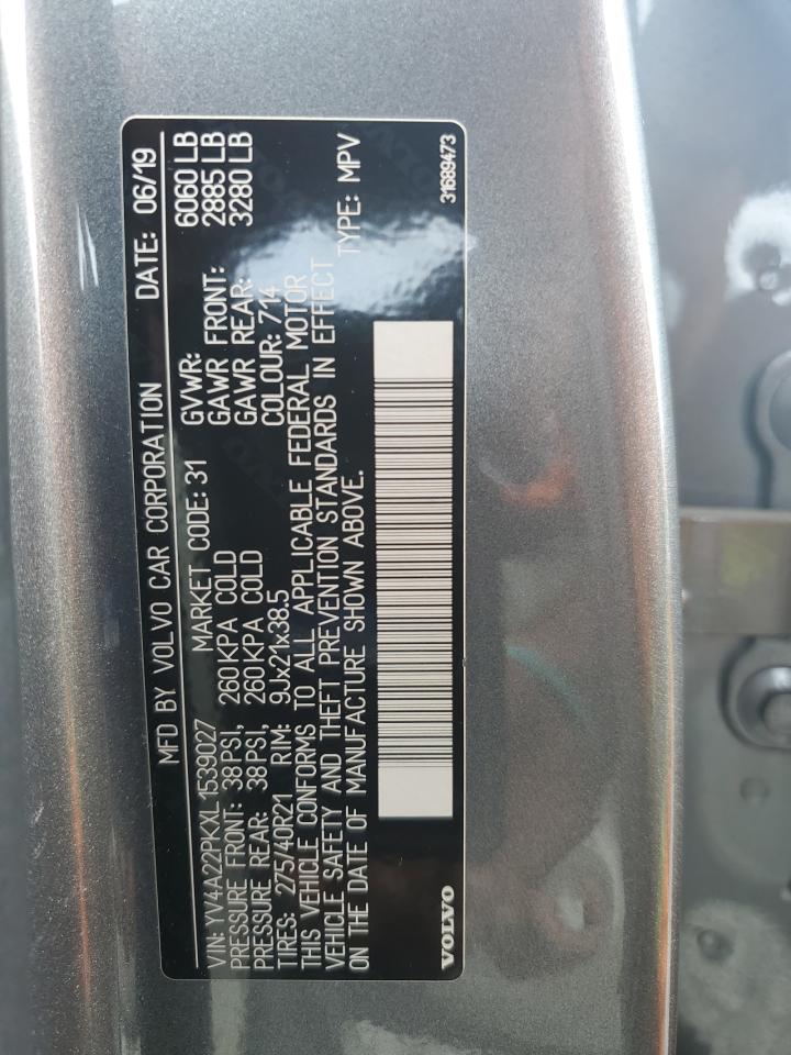 2020 Volvo Xc90 T6 Momentum VIN: YV4A22PKXL1539027 Lot: 69519765