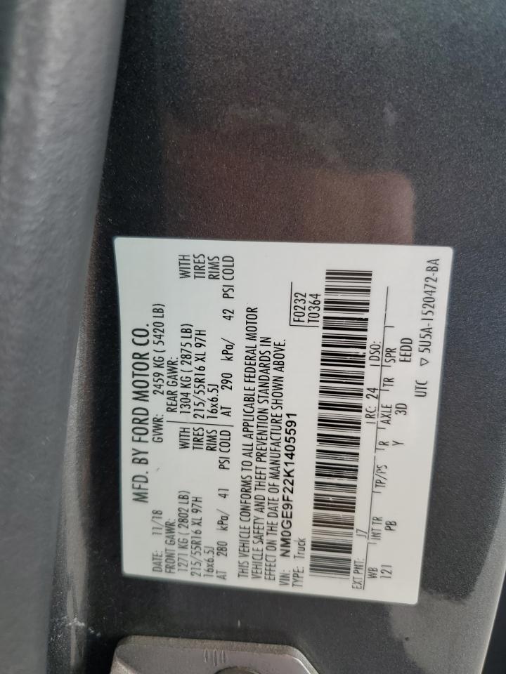 2019 Ford Transit Connect Xlt VIN: NM0GE9F22K1405591 Lot: 68814495