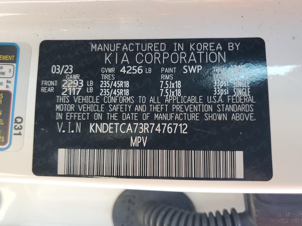 2024 Kia Seltos Sx VIN: KNDETCA73R7476712 Lot: 69642525