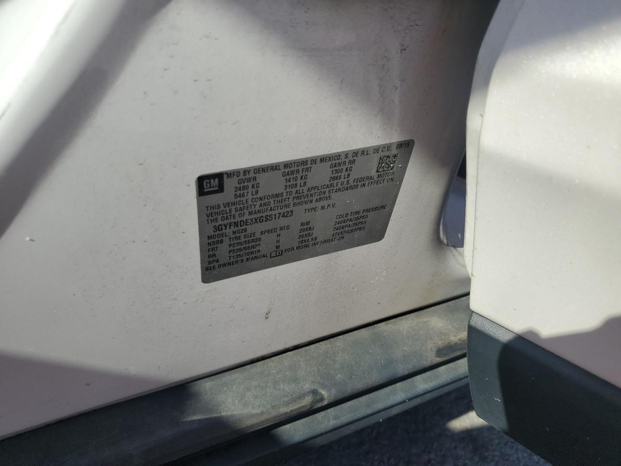 2016 Cadillac Srx Premium Collection VIN: 3GYFNDE3XGS517423 Lot: 70914805