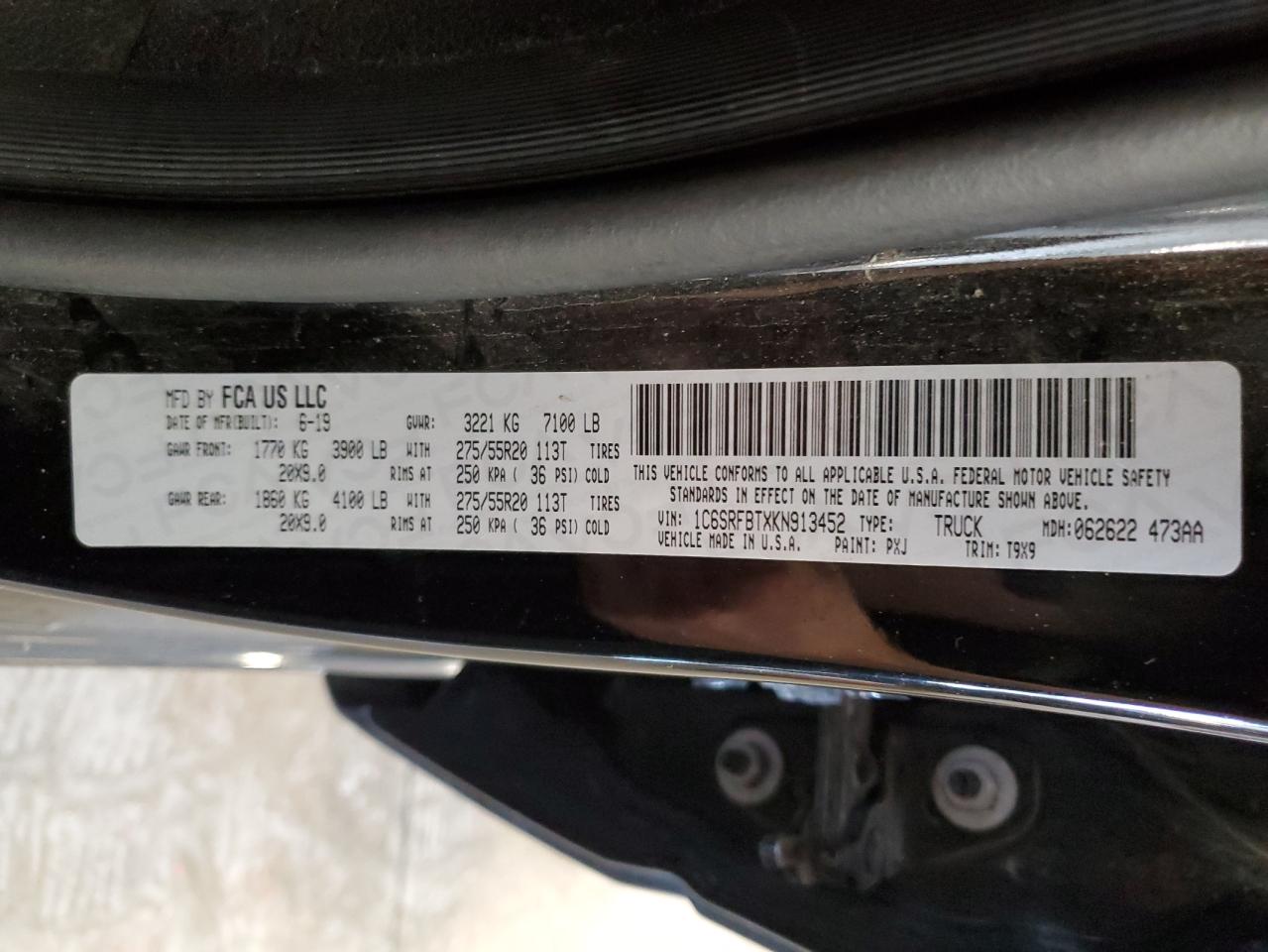 2019 Ram 1500 Big Horn/Lone Star VIN: 1C6SRFBTXKN913452 Lot: 69933745